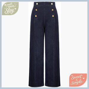 High Waisted Wide Leg Jeans Stretchy Palazzo Pants with Pockets